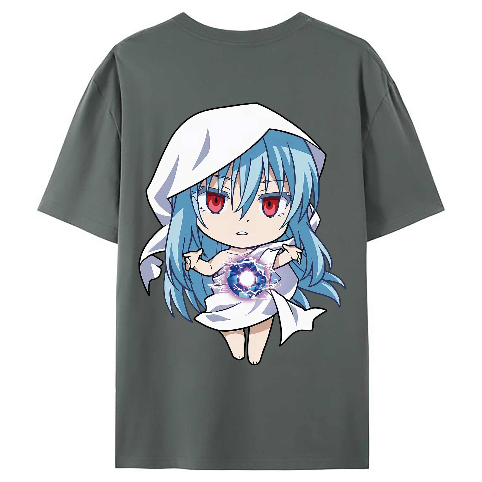 （画像用） 転スラ Regarding Reincarnated to Slime 綿100％ メンズ半袖Tシャツ（バックプリント） 通気性